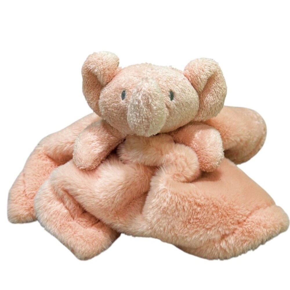 Wendy Bellissimo Elephant Baby Lovey Plush Peachy Pink Security Blanket 14 Inch